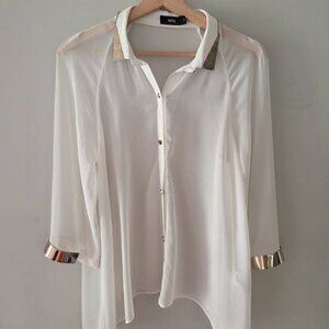 Sheer Uniq Blouse with Metal Details, Small